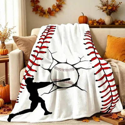 Baseball Batter Silhouette Blanket for Fans and Players