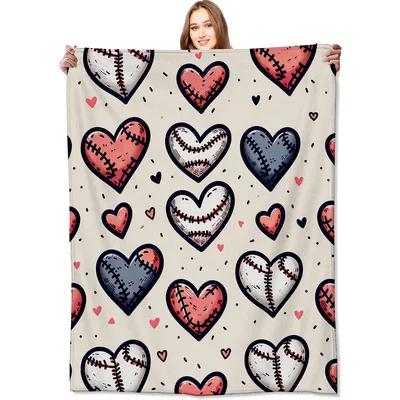 Baseball Love Blanket: Stitched Hearts Throw for Fans