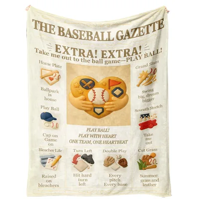Baseball Players Coach Blanket Vintage Newspaper Design for Fans