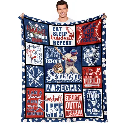 Baseball Sports Quotes Collage Blanket for Dedicated Players