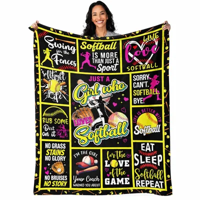 Swing for the Fences Blanket: Softball Quotes Throw