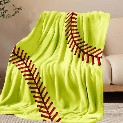 Softball Fan Blanket with Red Stitched Seams