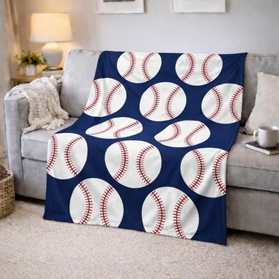 Baseball Pattern Navy Blanket for Every Fan