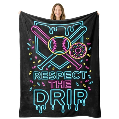 Neon Baseball Donut Blanket: Respect the Drip Design