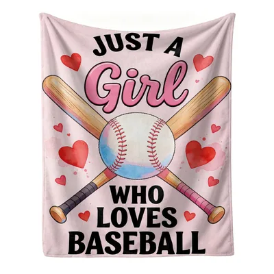 Girls Baseball Lover Blanket: Just a Girl Who Loves Baseball