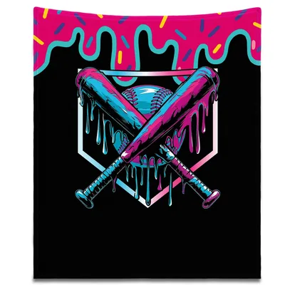 Dripping Bats Blanket: Baseball Drip Art Throw