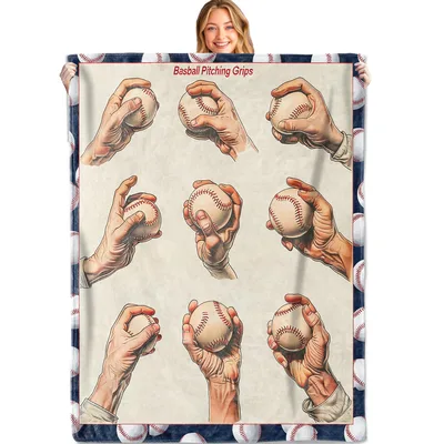 Baseball Pitcher Gift Blanket: Pitching Grips Print