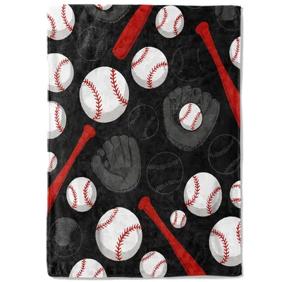 Black Background Baseballs Bats Blanket for Sports Lovers