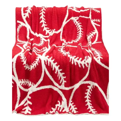 Red Baseball Stitch Blanket for Diamond Fans and Dugout Days
