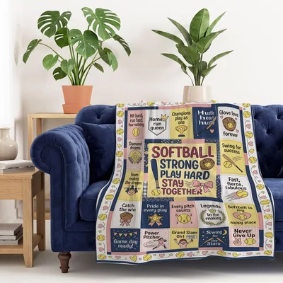 Hit hard run fast fear Blanket for Softball Fans