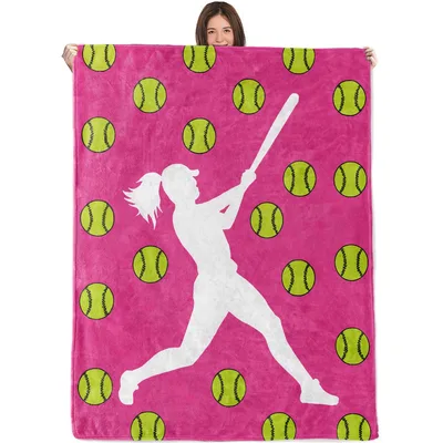 Softball Girl Silhouette Blanket for Players and Fans