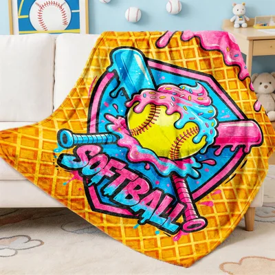 Softball Ice Cream Sports Blanket for Fans of the Game