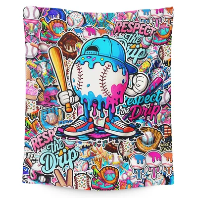 Baseball Drip Cartoon Blanket for Sports Fans