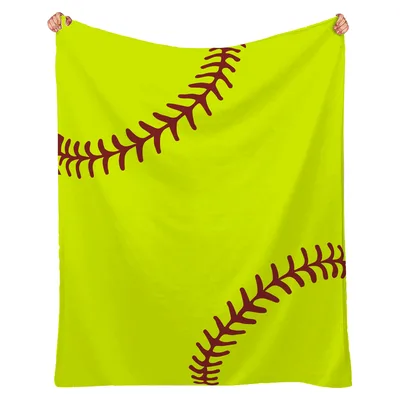 Softball Stitches Design Blanket: Neon Yellow and Red Stitch Pattern