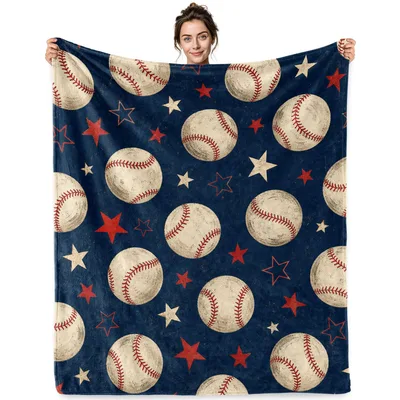 Baseball Stars Pattern Blanket: Vintage Ball and Star Design