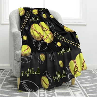 Softballs Bats Pattern Blanket for Softball Lovers