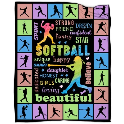 Softball Girls Strong Beautiful Blanket for Athletes and Fans