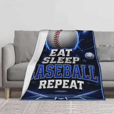 Eat Sleep Baseball Repeat Blanket for Dedicated Fans