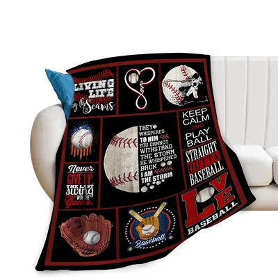 Baseball Love Play Ball Blanket: A Grid of Pitching Quotes and Gear