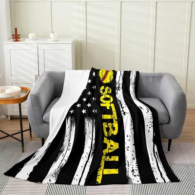 Softball American Flag Stripes Blanket for Team Fans