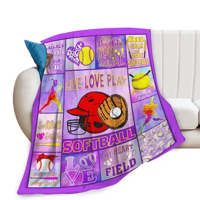Love Play Softball Design Blanket for Field Lovers