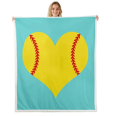 Softball Heart Blanket: A Yellow Ball Heart Design for Players