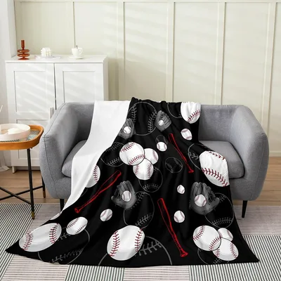 3D Baseball and Bats Blanket featuring a 3D Baseball