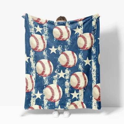 Baseballs and Stars Pattern Blanket: Vintage American Sports Design