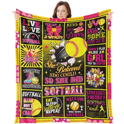 Softball Collage Quotes Blanket for Players Who Love the Game