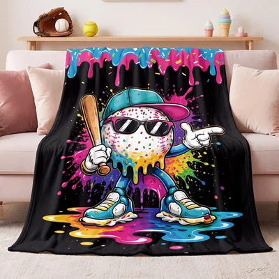 Baseball Ice Cream Drip Blanket: Melting Sport Ball Art