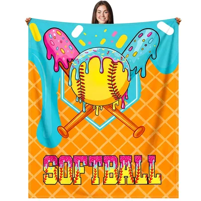 Softball Ice Cream Drip Blanket: Sweet Softball Design for Players