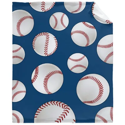Baseballs Pattern Blanket: Classic Red Stitch Design on Navy