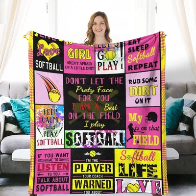 Softball Word Art Design Blanket for Players Who Love the Game