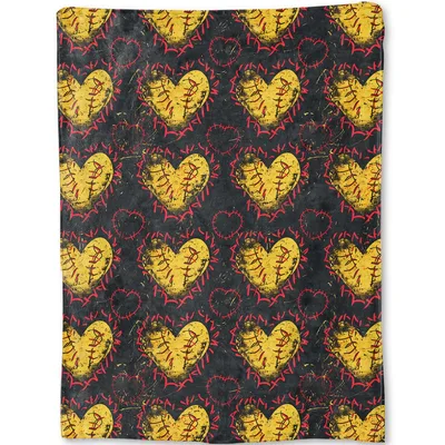 Yellow Hearts with Red Blanket: Softball Heart Design for Athletes