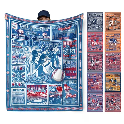 Baseball Team Champions Collage Blanket Los Angeles Style Throw