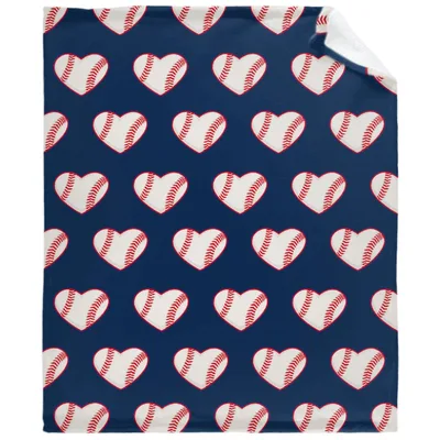 Baseball Heart Pattern Blanket: Navy Blue Baseball Heart Design