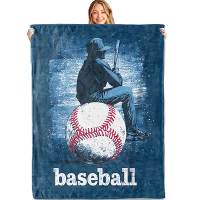 Baseball Player Silhouette Blanket: A Hitter Resting on a Giant Ball