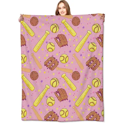 Baseball Bats Gloves and Balls Blanket for Softball Lovers