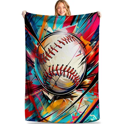 Abstract Colorful Baseball Art Blanket: Vibrant Pitch Design
