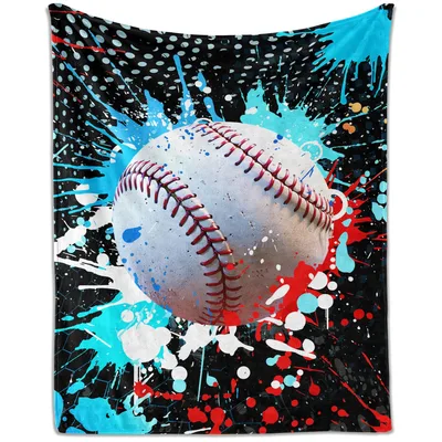 Baseball Paint Splash Art Blanket: Dynamic Ball Design