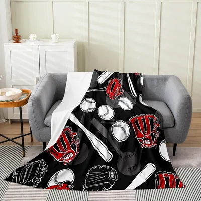 Baseball Gloves Bats and Helmets Blanket for Field Fans