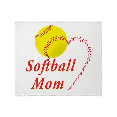 Softball Mom Baseball Heart Blanket - Softball Theme Design