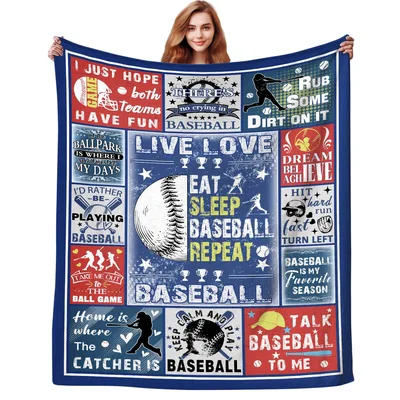 Baseball Typography Quotes Blanket for Fans Who Love the Game