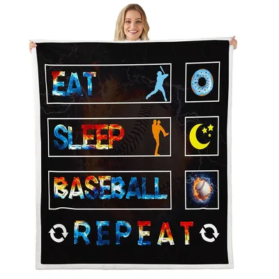Eat Sleep Baseball Repeat Blanket No. 2