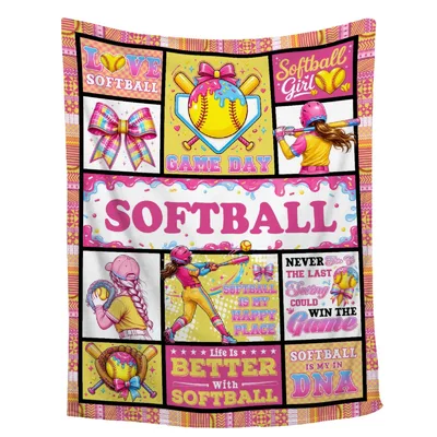 Softball Girl Collage Print Blanket featuring Game Day graphics