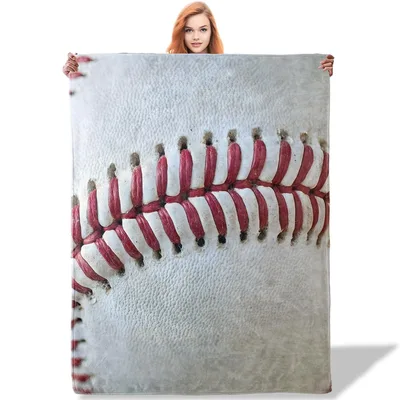 Close Up Baseball Stitching Blanket: Realistic Red Seam