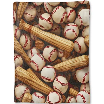 Baseballs and Bats Pattern Blanket for Sports Fans