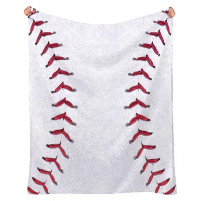 Baseball Stitches Pattern Blanket: Red Stitch Detail on White