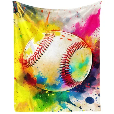Watercolor Splash Baseball Blanket: Vibrant Art for Fans