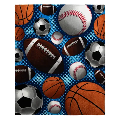 Sports Ball Pattern Blanket: A Collage of Court and Field Gear